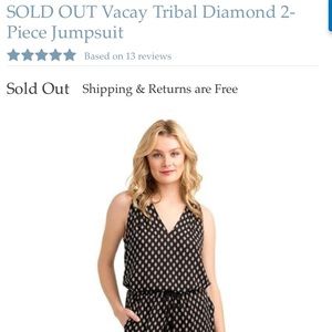 ISO Vacay Style Tribal Diamond 2 Piece Jumpsuit.